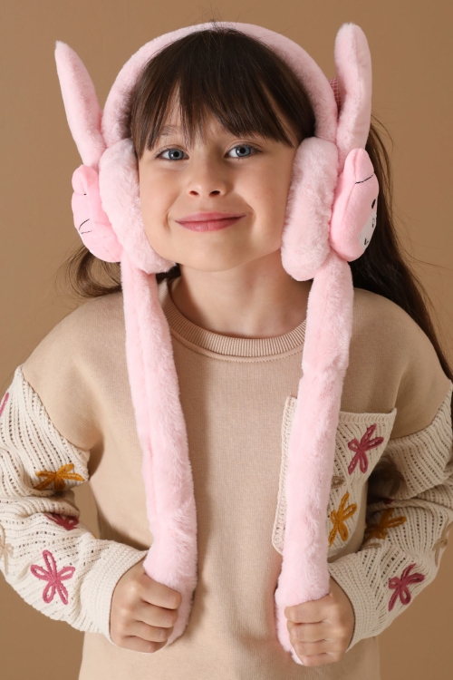 Pembe Ayıcık Figürlü Hareketli Peluş Kulaklık 19735