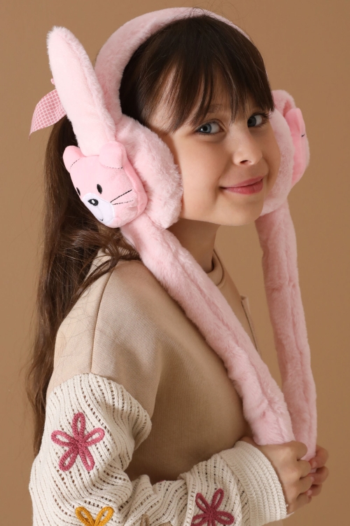 Pembe Ayıcık Figürlü Hareketli Peluş Kulaklık 19735