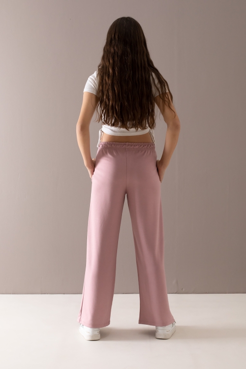 Pembe Geniş Paça Kesim Basic Kız Çocuk Pantolon 19786