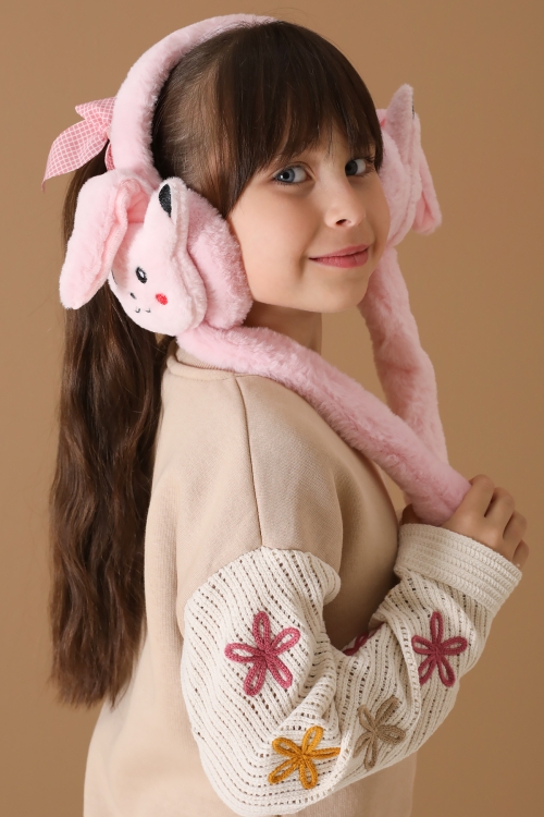 Pembe Kedi Figürlü Hareketli Peluş Kulaklık 19729