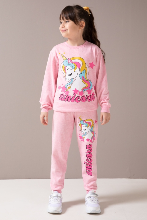 Pembe Unicorn Baskılı Şardonlu Kız Çocuk Eşofman Takımı 19857