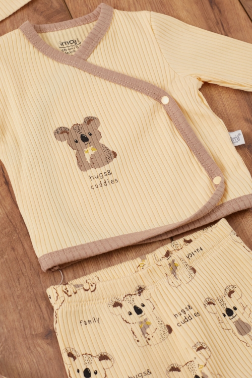 Sarı Koala Desenli Erkek Bebek 5 Parça Hastane Çıkışı Seti 19462