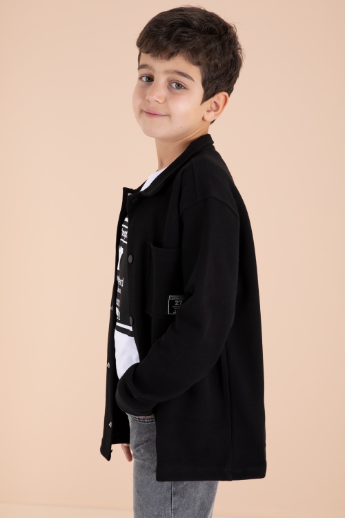 Siyah Armalı Gömlekli Jean Pantolonlu Erkek Çocuk 3lü Takım 19994