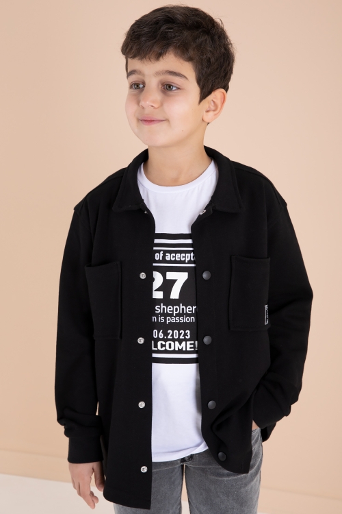 Siyah Armalı Gömlekli Jean Pantolonlu Erkek Çocuk 3lü Takım 19994