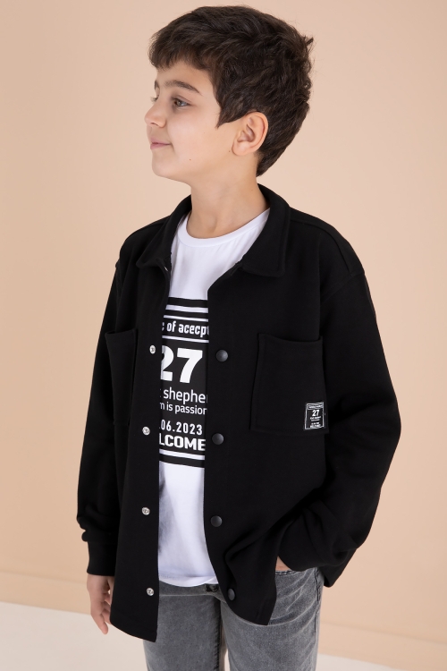 Siyah Armalı Gömlekli Jean Pantolonlu Erkek Çocuk 3lü Takım 19994