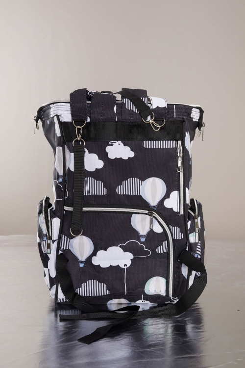 Siyah Desenli Çok Fonksiyonlu Termal Anne Bebek Bakım Çantası 19709