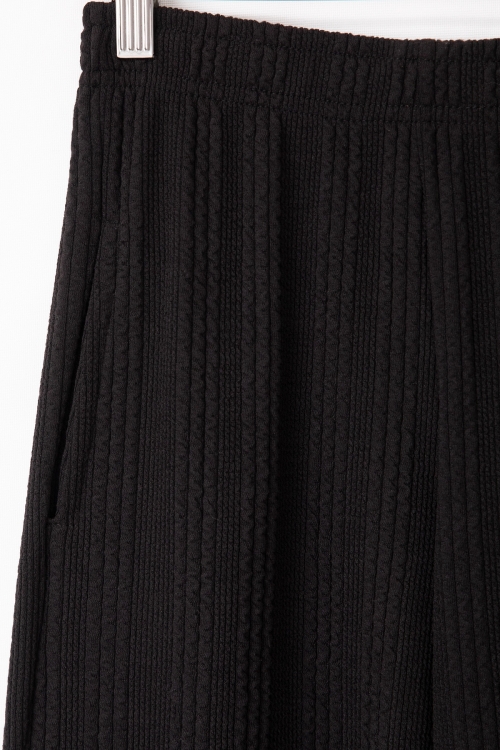 Siyah Geniş Paça Desenli Kız Çocuk Pantolon 19747