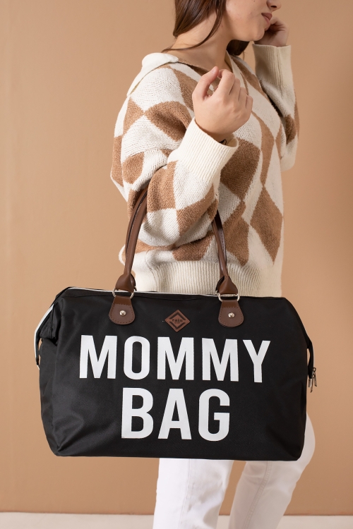 Siyah Mommy Bag Yazılı Anne Çantası 19719