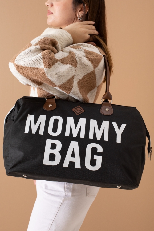 Siyah Mommy Bag Yazılı Anne Çantası 19719