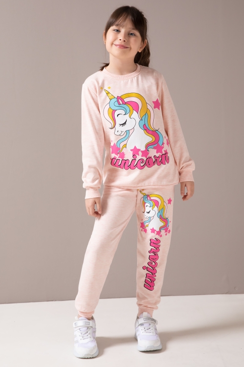 Somon Unicorn Baskılı Şardonlu Kız Çocuk Eşofman Takımı 19860