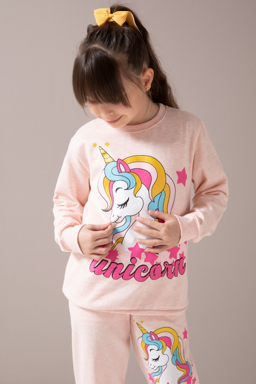 Somon Unicorn Baskılı Şardonlu Kız Çocuk Eşofman Takımı 19860