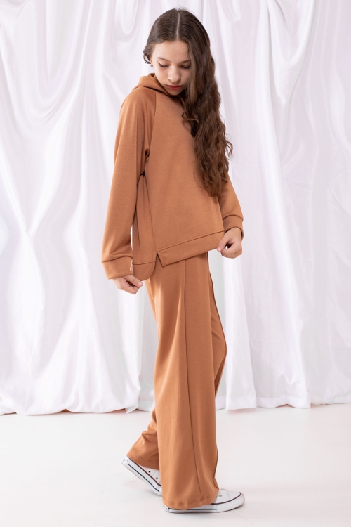 Taba Cool Yazılı Kapüşonlu Geniş Paça Kız Çocuk Eşofman Takımı 19537