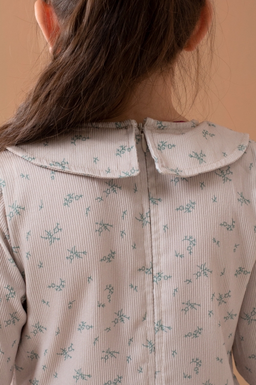 Yeşil Çiçek Desenli Süveterli Uzun Kol Kız Çocuk Elbise 19544