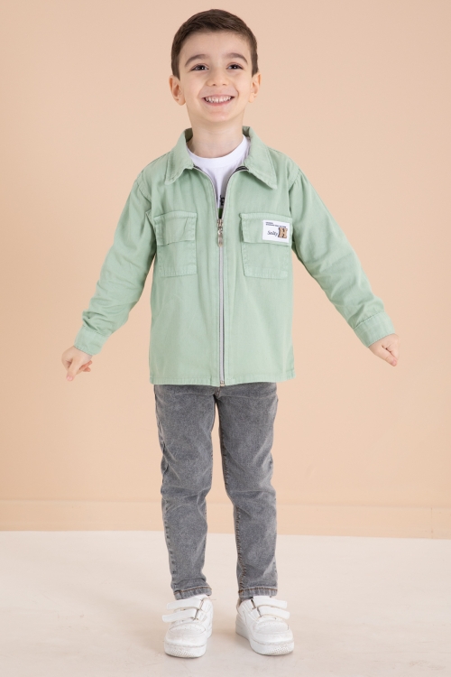 Yeşil Fermuarlı Ceketli Tişörtlü Erkek Çocuk 3lü Alt Üst Takım 19962