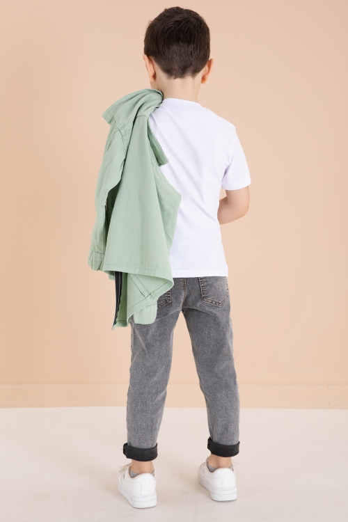 Yeşil Fermuarlı Ceketli Tişörtlü Erkek Çocuk 3lü Alt Üst Takım 19962