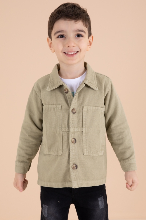 Yeşil Jean Ceketli Pantolonlu Erkek Çocuk 3lü Takım 20016