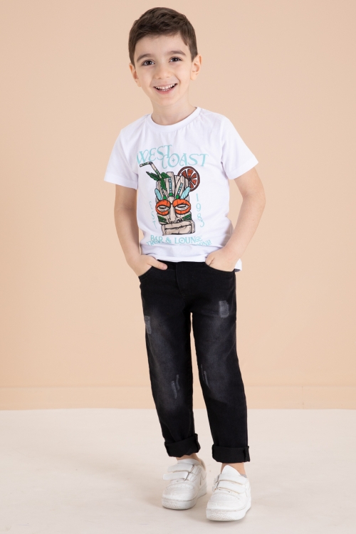 Yeşil Jean Ceketli Pantolonlu Erkek Çocuk 3lü Takım 20016