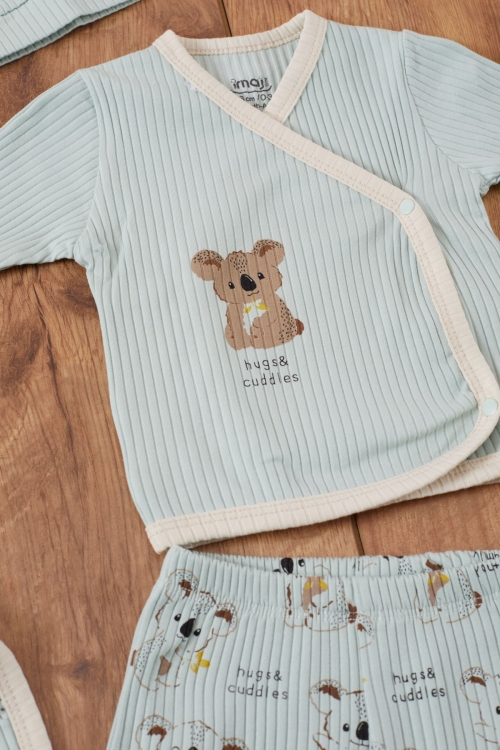 Yeşil Koala Desenli Erkek Bebek 5 Parça Hastane Çıkışı Seti 19461