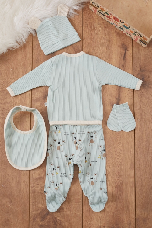 Yeşil Koala Desenli Erkek Bebek 5 Parça Hastane Çıkışı Seti 19461