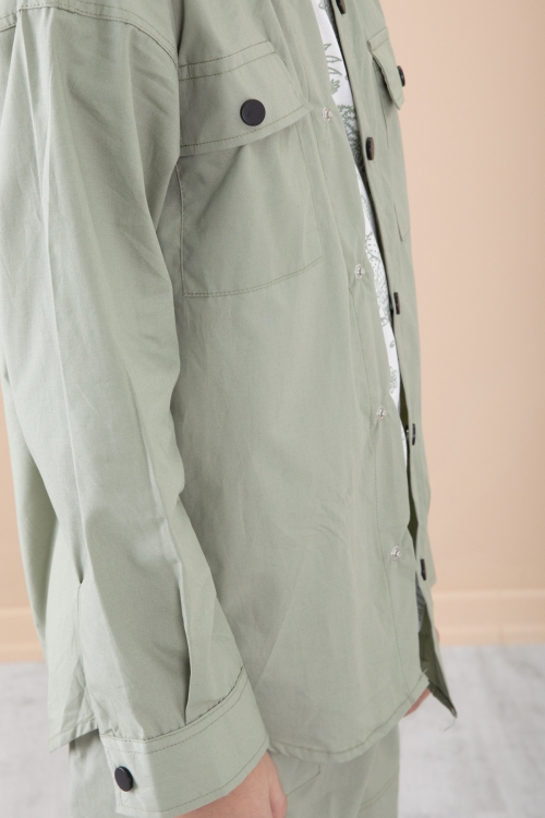 Açık Haki Erkek Çocuk Gögüs Cepli 3lü Takım 20352