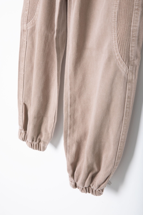 Bej Bel ve Paçası Lastikli Erkek Çocuk Keten Pantolon 20412