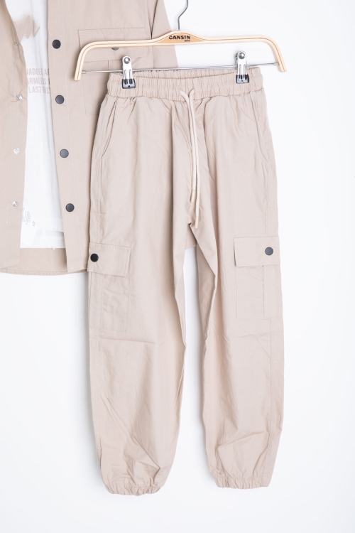 Bej Erkek Çocuk Baskılı Tişörtlü 3lü Takım 20331