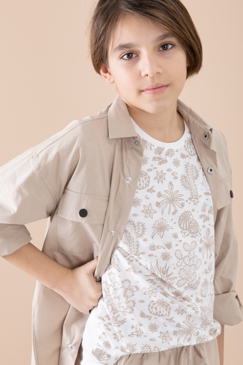 Bej Erkek Çocuk Gögüs Cepli 3lü Takım 20353