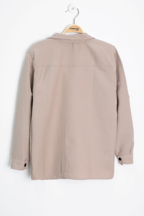 Bej Erkek Çocuk Jogger Gömlekli Tişörtlü 2li Takım 20402