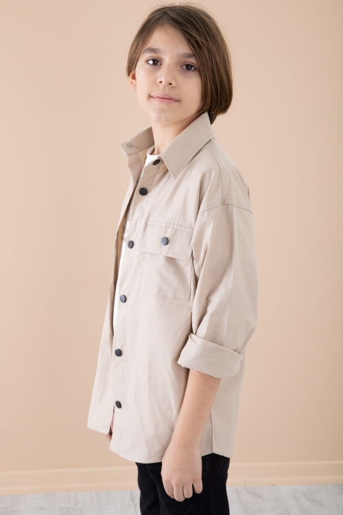 Bej Gömlek Tişörtlü Erkek Çocuk 2li Takım 20128