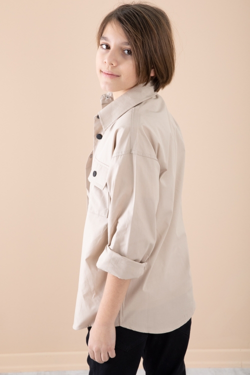 Bej Gömlek Tişörtlü Erkek Çocuk 2li Takım 20128