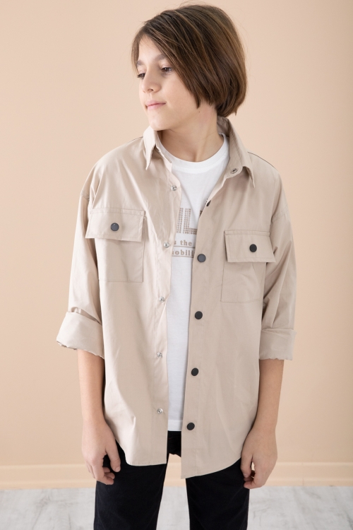 Bej Gömlek Tişörtlü Erkek Çocuk 2li Takım 20128