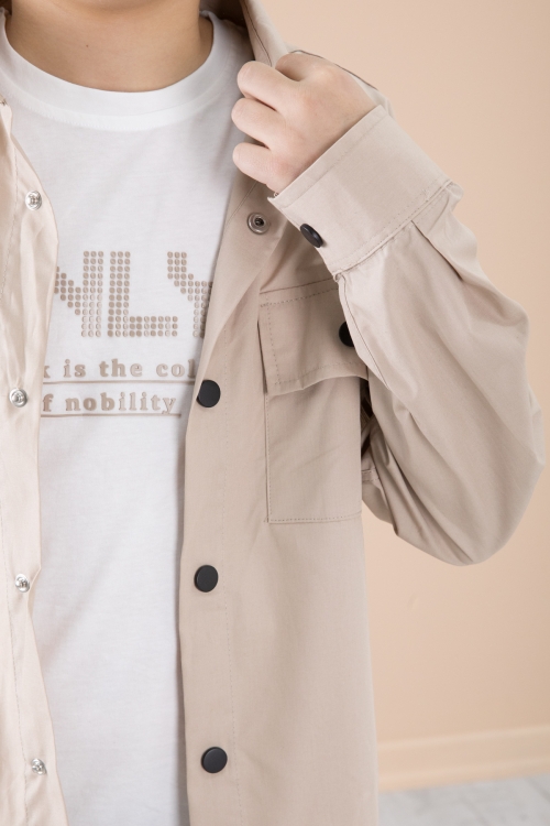 Bej Gömlek Tişörtlü Erkek Çocuk 2li Takım 20128