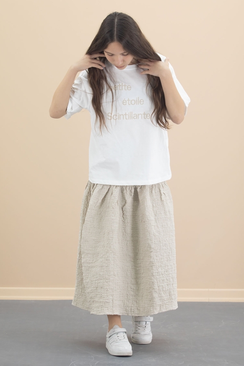 Bej Kız Çocuk Kısa Kol Tişörtlü Etekli Takım 20548