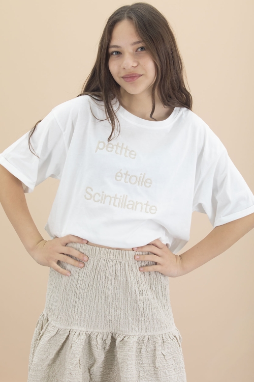 Bej Kız Çocuk Kısa Kol Tişörtlü Etekli Takım 20548