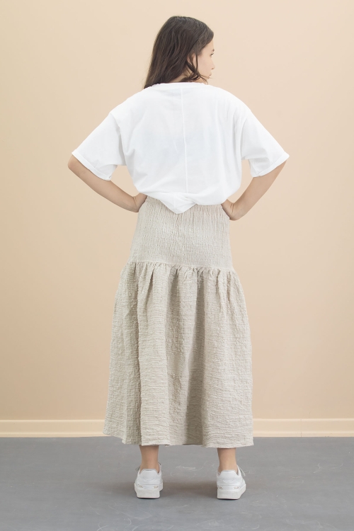 Bej Kız Çocuk Kısa Kol Tişörtlü Etekli Takım 20548