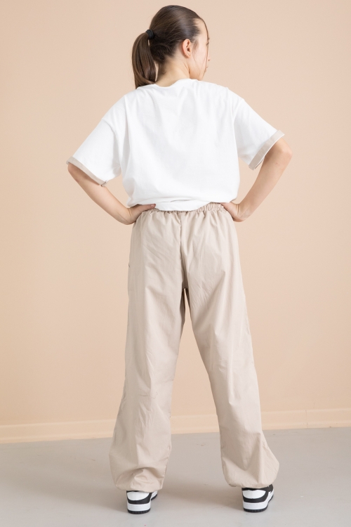 Bej Kız Çocuk Paraşüt Pantolonlu 2li Takım 20392