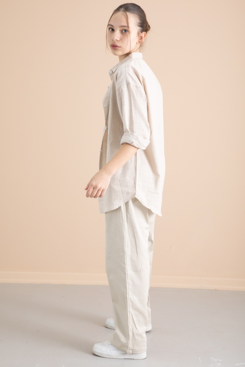 Bej Kız Çocuk Taş Detaylı Croplu 3lü Takım 20387