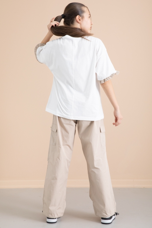 Bej Kız Çocuk Tişört ve Kargo Cepli Pantolonlu 2li Takım 20396