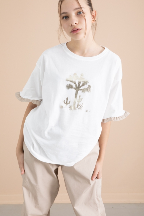 Bej Kız Çocuk Tişört ve Kargo Cepli Pantolonlu 2li Takım 20396