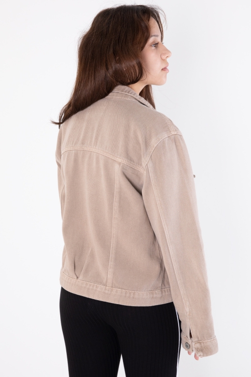 Bej Ön Cepli Nakış Detaylı Kız Çocuk Jean Ceket 20359