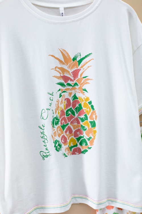 Ekru Desenli Tişörtlü Uzun Kesim Etekli Kız Çocuk Takım 20070