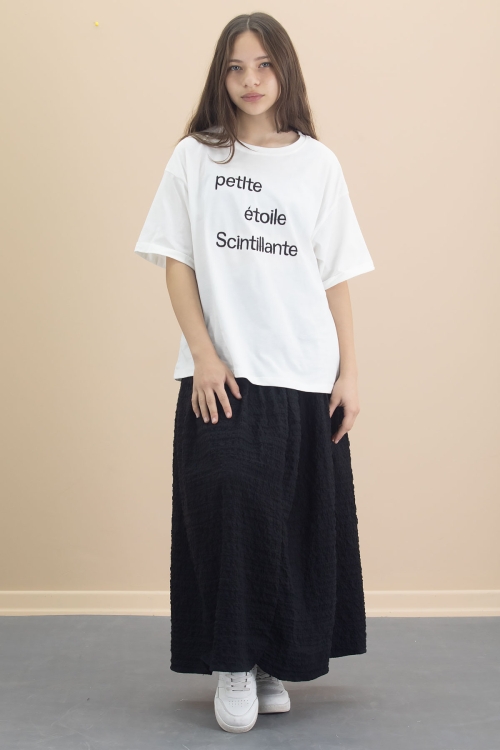 Ekru Kız Çocuk Kısa Kol Tişörtlü Etekli Takım 20549