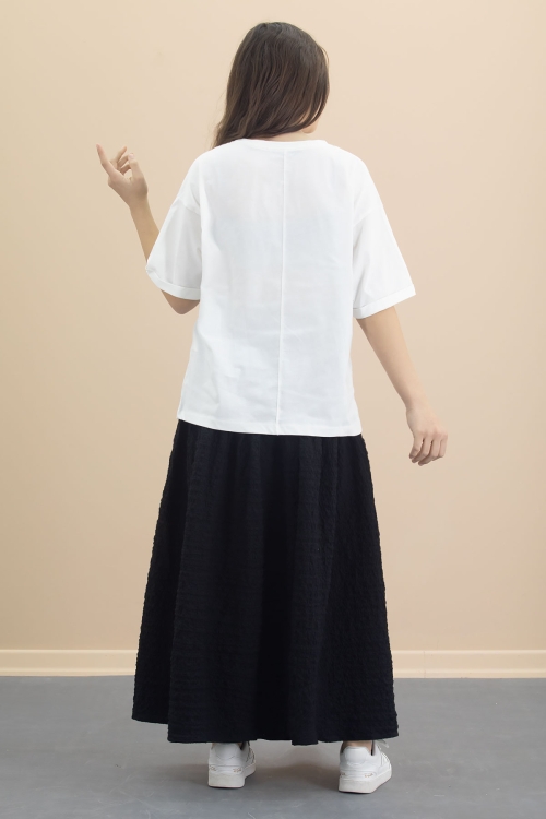 Ekru Kız Çocuk Kısa Kol Tişörtlü Etekli Takım 20549