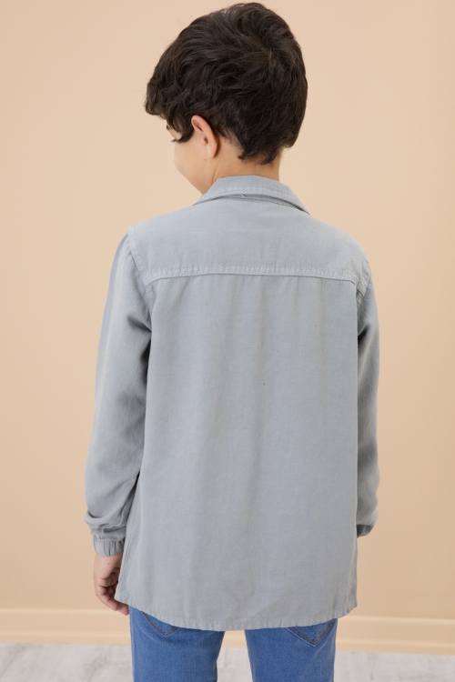 Erkek Çocuk Gri Baskılı Tişörtlü Jean Gömlekli 2li Takım 20030