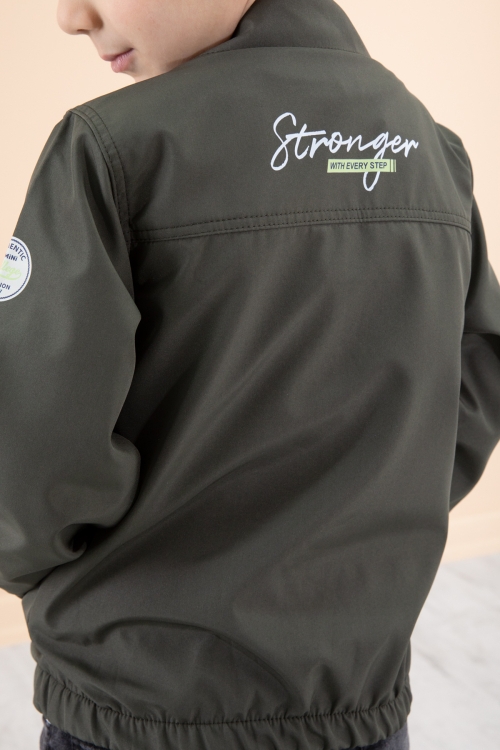 Erkek Çocuk Haki Sırtı Baskılı Fermuarlı Ceketli Pantolonlu 3lü Takım 20281