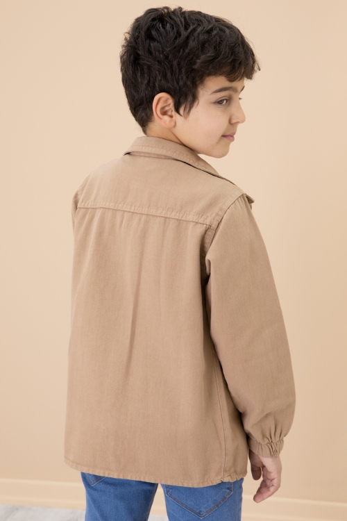 Erkek Çocuk Kahve Baskılı Tişörtlü Jean Gömlekli 2li Takım 20032