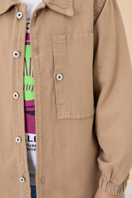 Erkek Çocuk Kahve Baskılı Tişörtlü Jean Gömlekli 2li Takım 20032