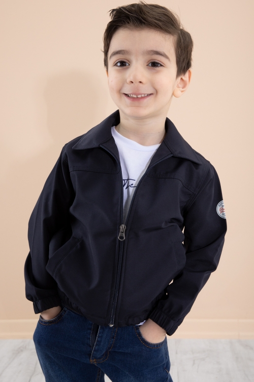 Erkek Çocuk Lacivert Sırtı Baskılı Fermuarlı Ceketli Pantolonlu 3lü Takım 20279