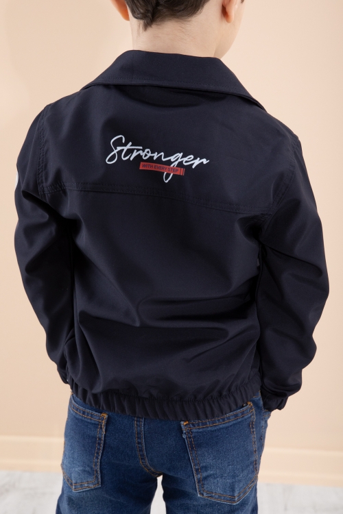 Erkek Çocuk Lacivert Sırtı Baskılı Fermuarlı Ceketli Pantolonlu 3lü Takım 20279