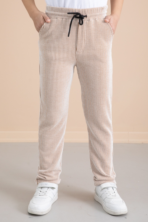 Fitilli Taba Çizgili Erkek Çocuk Beli Lastikli Pantolon 20376